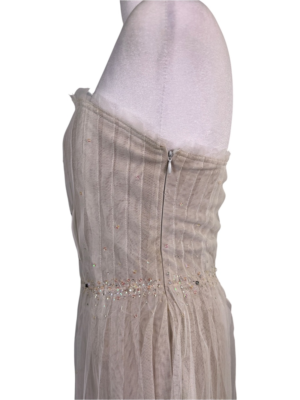 Dance In Paris Ivory Rhinestone Tulle Fairycore Midi Dress M - Picture 10 of 14